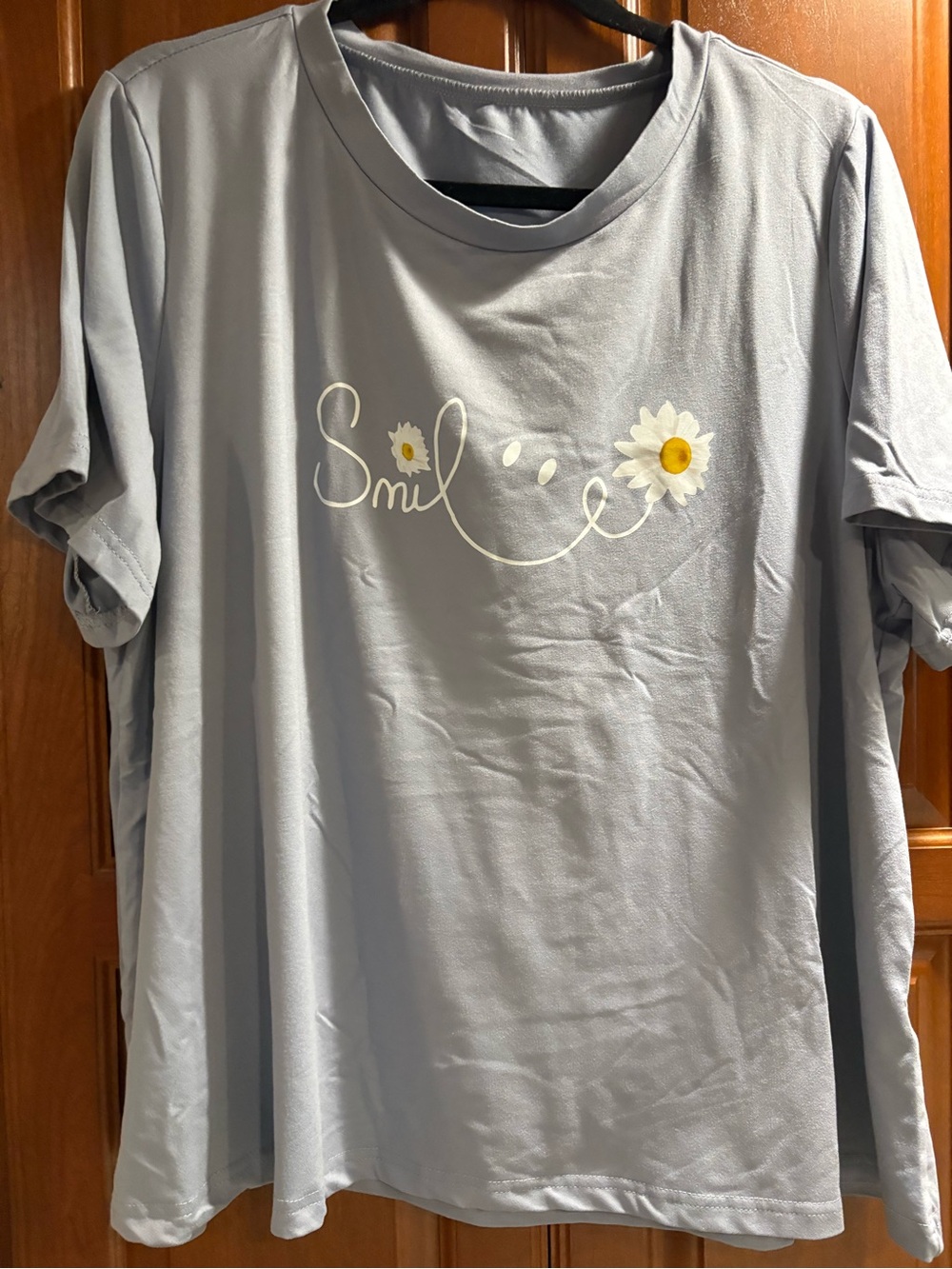 SHEIN Curve Light Blue Relaxed Top “Smile”